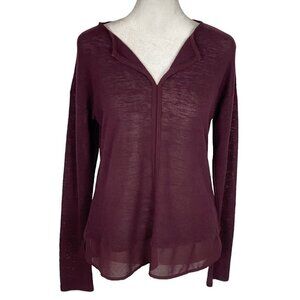 SANCTUARY Sweater Pullover Semi Sheer Long Sleeve Light Weight Maroon M 2-24
